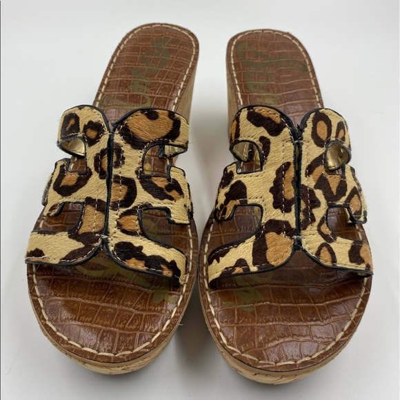 Sam Edelman leopard cork wedges size 8.5 - Picture 3 of 6
